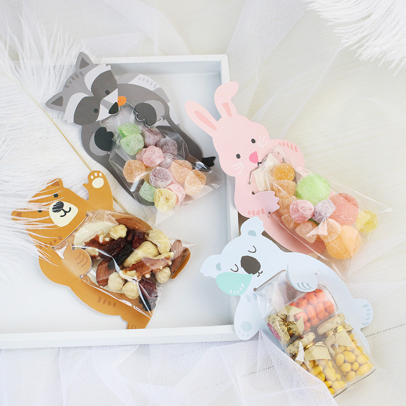 30db Aranyos erdei Állat Ajándéktáskák Koala alakú Sütőcukortáska Gyerek Fiú Lány dzsungel szafari Születésnapi parti kellékek Babazuhany