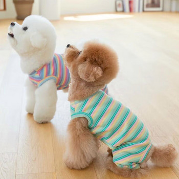 Άνοιξη Καλοκαίρι Νέα φόρμα για κατοικίδια Ζωηρόχρωμα ριγέ ρούχα για σκύλους Γάτες κουτάβια Bichon Poodles Άνετα μαλακά ρούχα για το σπίτι
