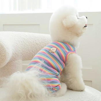 Пролет Лято Нов гащеризон за домашни любимци Цветни раирани дрехи за кучета Котки Кученца Бишон Пудели Удобно меко домашно облекло
