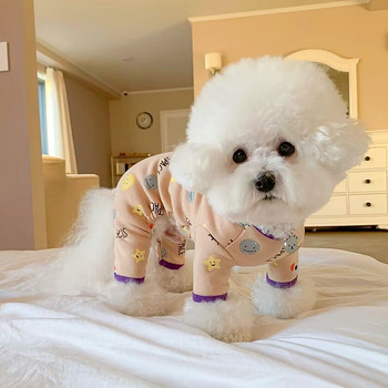 Βαμβακερά Four Seasons Pet Ρούχα για το σπίτι Χαριτωμένα τυπωμένα ρούχα για σκύλους Puppy Bichon Poodle Casual Jumpsuit Ρούχα για μικρά σκυλιά