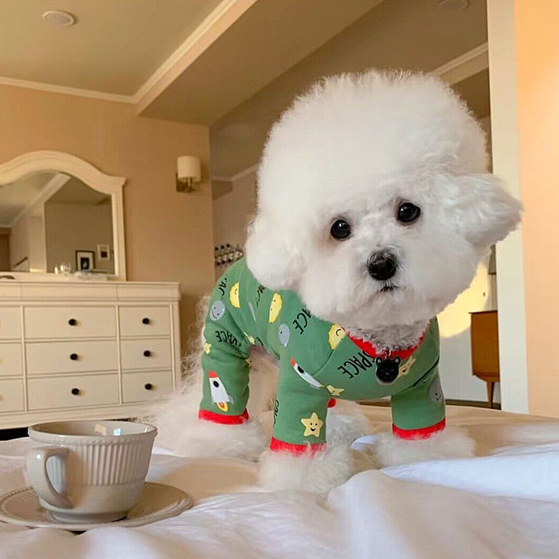 Cotton Four Seasons Mājas drēbes Cute Print Dog Drēbes Kucēns Bišons Pūdelis Ikdienas kombinezons Apģērbi Maziem Suņiem