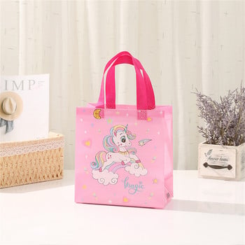 4 τεμάχια Unicorn τσάντες δώρου Nonwoven Rainbow pink τσάντες συσκευασίας Θήκη καραμελών για κορίτσια Unicorn Συσκευασία διακόσμησης για πάρτι γενεθλίων