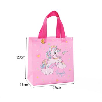 4 τεμάχια Unicorn τσάντες δώρου Nonwoven Rainbow pink τσάντες συσκευασίας Θήκη καραμελών για κορίτσια Unicorn Συσκευασία διακόσμησης για πάρτι γενεθλίων