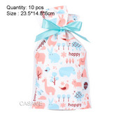 10 бр. Бонбони бисквитки Подаръчни торбички с панделка Снек Пакет за печене на бисквити Сватба Рожден Ден Декорация Коледни подаръчни торбички