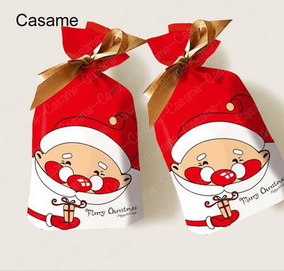 10 бр. Бонбони бисквитки Подаръчни торбички с панделка Снек Пакет за печене на бисквити Сватба Рожден Ден Декорация Коледни подаръчни торбички