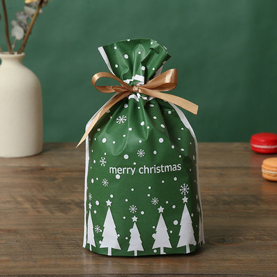 10 бр. Бонбони бисквитки Подаръчни торбички с панделка Снек Пакет за печене на бисквити Сватба Рожден Ден Декорация Коледни подаръчни торбички