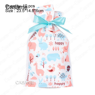 10 бр. Бонбони бисквитки Подаръчни торбички с панделка Снек Пакет за печене на бисквити Сватба Рожден Ден Декорация Коледни подаръчни торбички