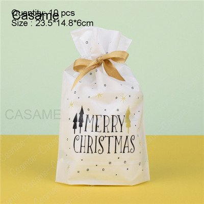 10 бр. Бонбони бисквитки Подаръчни торбички с панделка Снек Пакет за печене на бисквити Сватба Рожден Ден Декорация Коледни подаръчни торбички