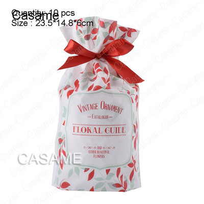 10 бр. Бонбони бисквитки Подаръчни торбички с панделка Снек Пакет за печене на бисквити Сватба Рожден Ден Декорация Коледни подаръчни торбички