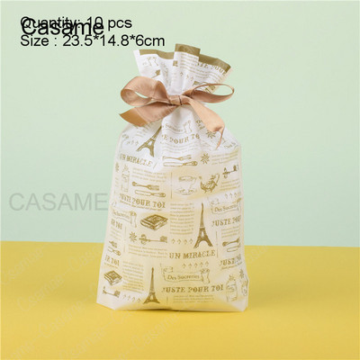 10 бр. Бонбони бисквитки Подаръчни торбички с панделка Снек Пакет за печене на бисквити Сватба Рожден Ден Декорация Коледни подаръчни торбички