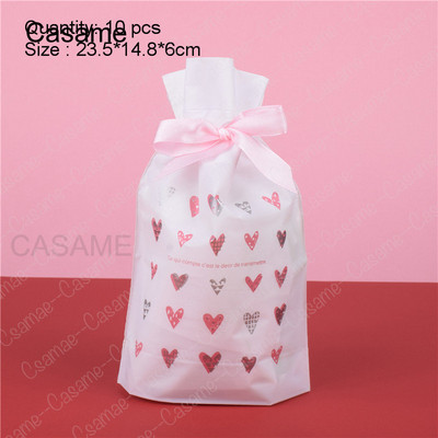 10 бр. Бонбони бисквитки Подаръчни торбички с панделка Снек Пакет за печене на бисквити Сватба Рожден Ден Декорация Коледни подаръчни торбички