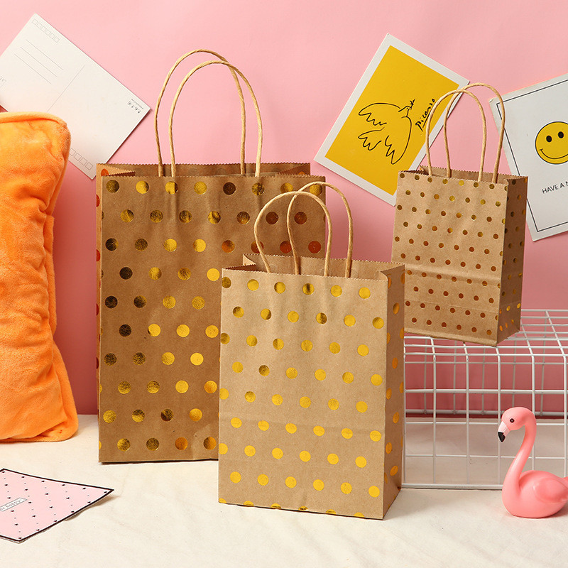 5 vnt Dot Star kraftpopieriniai maišeliai su rankenomis Gimtadienio vestuvių Kalėdų vakarėlio dekoravimui Kūdikių dušas Naujųjų metų dovanų pakuotė