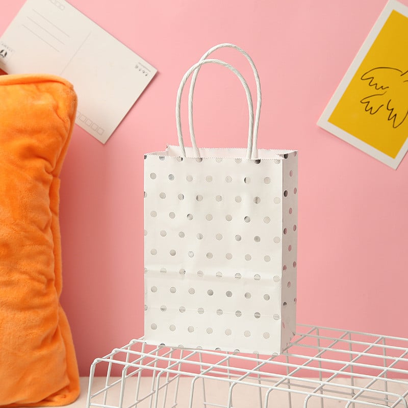 5 vnt Dot Star kraftpopieriniai maišeliai su rankenomis Gimtadienio vestuvių Kalėdų vakarėlio dekoravimui Kūdikių dušas Naujųjų metų dovanų pakuotė