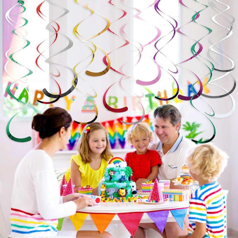 6 τμχ/τσάντα Happy Birthday Διακοσμητικό ταβάνι Κρεμαστό στροβιλιζόμενο κρεμαστό κρεμαστό πανό γιρλάντα για ντεκόρ γάμου για πάρτι γενεθλίων μωρού