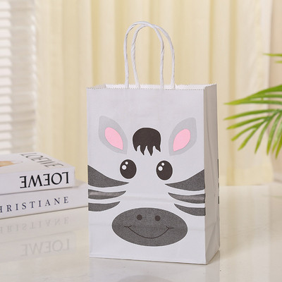 6 db Dzsungel Állatok Papírtáska Rajzfilm Oroszlán Tigris Zebra Ajándéktáska Dzsungel Party dekorációhoz Gyerekeknek Ajándék sütik Csomagoló zacskók