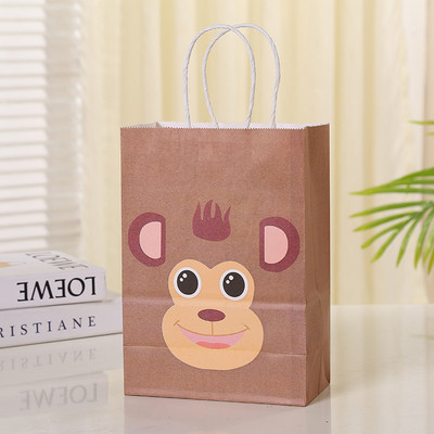 6 db Dzsungel Állatok Papírtáska Rajzfilm Oroszlán Tigris Zebra Ajándéktáska Dzsungel Party dekorációhoz Gyerekeknek Ajándék sütik Csomagoló zacskók
