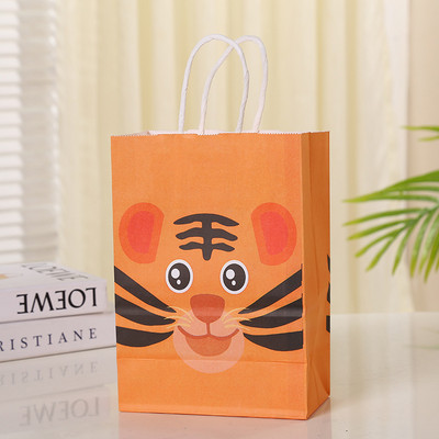 6 db Dzsungel Állatok Papírtáska Rajzfilm Oroszlán Tigris Zebra Ajándéktáska Dzsungel Party dekorációhoz Gyerekeknek Ajándék sütik Csomagoló zacskók