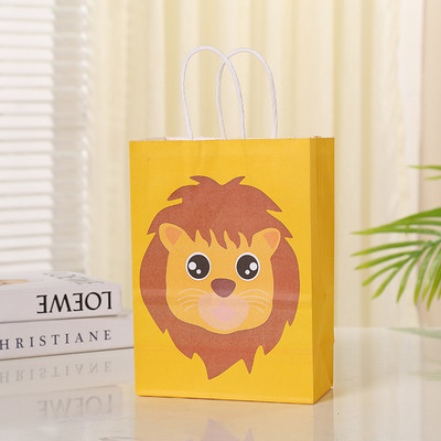 6 db Dzsungel Állatok Papírtáska Rajzfilm Oroszlán Tigris Zebra Ajándéktáska Dzsungel Party dekorációhoz Gyerekeknek Ajándék sütik Csomagoló zacskók