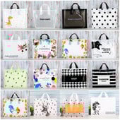 5 tk paksu ehete plastikust käepidemetega kott Armsad mitmesuguse mustriga kilekotid käepidemega kinkekarbiga pulmapeo pakend