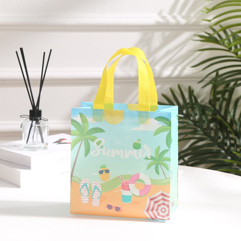 4 bucăți geantă cadou pentru petrecere de naștere cu tematică Hawaiian Luau, cu tematică pentru plajă, șlapi pentru piscină, petrecere de vară, cu bomboane și bunătăți pentru copii