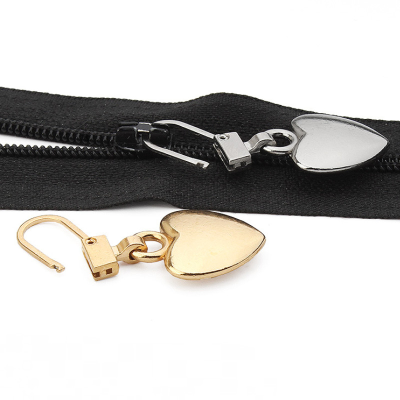 6 vnt. Nuimami metaliniai užtrauktukų traukikliai Širdies formos užtrauktuko slankikliai galvutės užtrauktuko ištraukimo skirtukas „pasidaryk pats“ siuvimo užtrauktukų taisymo rinkiniai