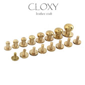 10db Tömör sárgaréz sam barna barna gomb csavaros hátlap Kerek fejű gömboszlop szegecsek szegecsek bőr kézműves kiegészítők