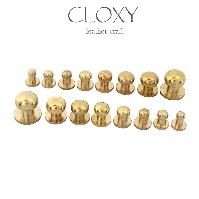 10db Tömör sárgaréz sam barna barna gomb csavaros hátlap Kerek fejű gömboszlop szegecsek szegecsek bőr kézműves kiegészítők
