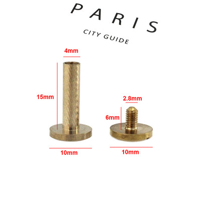 10gab cieta misiņa iesiešanas Čikāgas skrūves, naglas kniedes foto albumam ādas amatniecības kniedes Jostas maka stiprinājumi 10 mm vāciņš