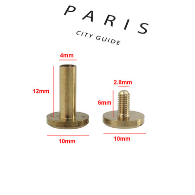 10gab cieta misiņa iesiešanas Čikāgas skrūves, naglas kniedes foto albumam ādas amatniecības kniedes Jostas maka stiprinājumi 10 mm vāciņš