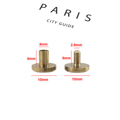 10gab cieta misiņa iesiešanas Čikāgas skrūves, naglas kniedes foto albumam ādas amatniecības kniedes Jostas maka stiprinājumi 10 mm vāciņš