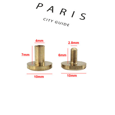 10gab cieta misiņa iesiešanas Čikāgas skrūves, naglas kniedes foto albumam ādas amatniecības kniedes Jostas maka stiprinājumi 10 mm vāciņš