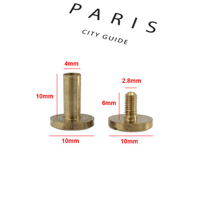 10gab cieta misiņa iesiešanas Čikāgas skrūves, naglas kniedes foto albumam ādas amatniecības kniedes Jostas maka stiprinājumi 10 mm vāciņš