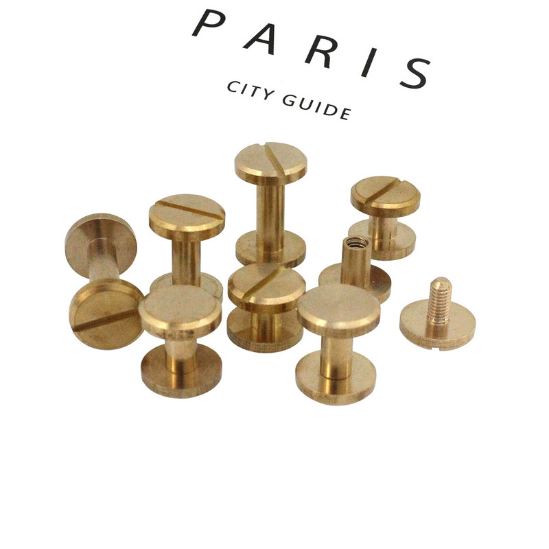 10gab cieta misiņa iesiešanas Čikāgas skrūves, naglas kniedes foto albumam ādas amatniecības kniedes Jostas maka stiprinājumi 10 mm vāciņš