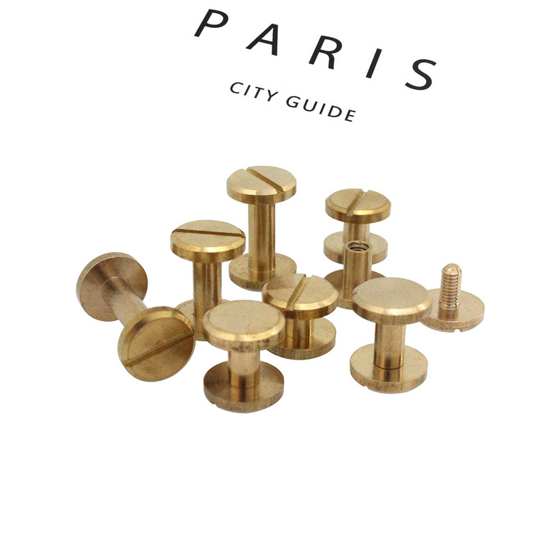 10gab cieta misiņa iesiešanas Čikāgas skrūves, naglas kniedes foto albumam ādas amatniecības kniedes Jostas maka stiprinājumi 10 mm vāciņš