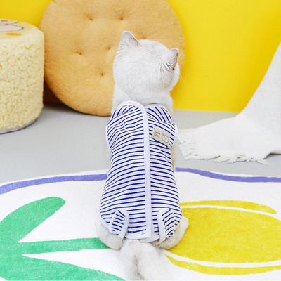 Nauji Stripes Spausdinti Šunų Atkūrimo Kostiumas Katėms Šunų Kombinezonas Pižama Minkšta medvilnė nuo laižymo atkuriamieji drabužiai mažiems šunims Naminių gyvūnėlių drabužiai