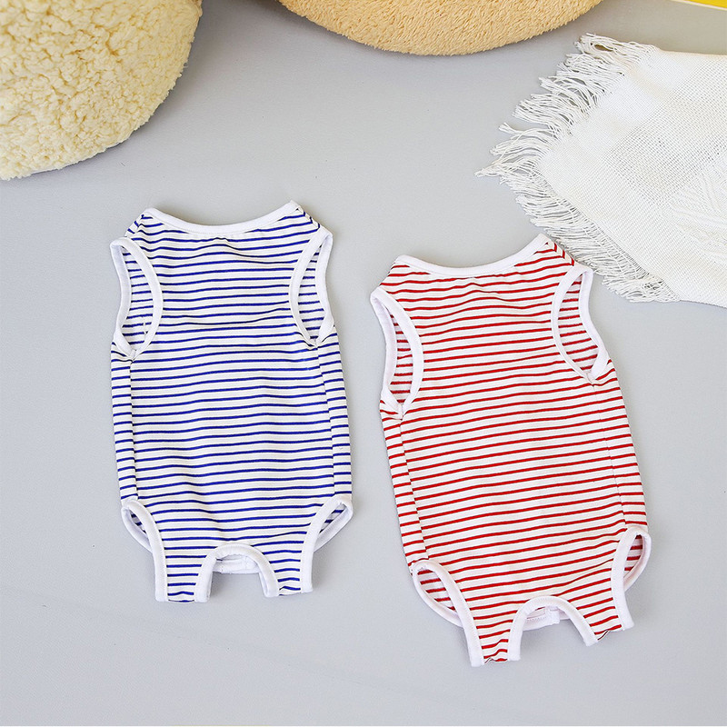 Nauji Stripes Spausdinti Šunų Atkūrimo Kostiumas Katėms Šunų Kombinezonas Pižama Minkšta medvilnė nuo laižymo atkuriamieji drabužiai mažiems šunims Naminių gyvūnėlių drabužiai