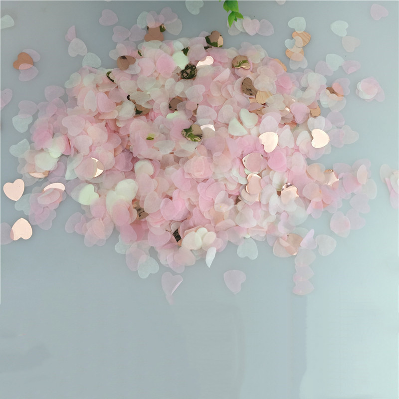 1,5 cm Širdies rožinio aukso mišrios spalvos popierinis konfeti Vestuvių gimtadienio dekoras apvalus skaidrus užpildytas balionas