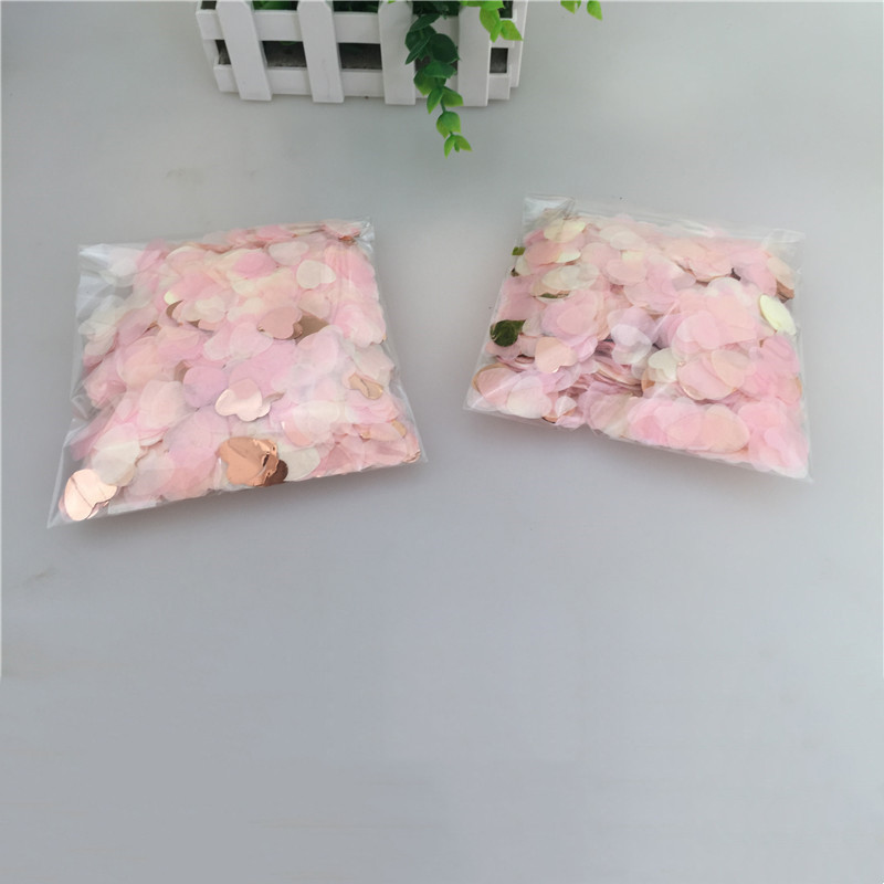 1,5 cm Širdies rožinio aukso mišrios spalvos popierinis konfeti Vestuvių gimtadienio dekoras apvalus skaidrus užpildytas balionas