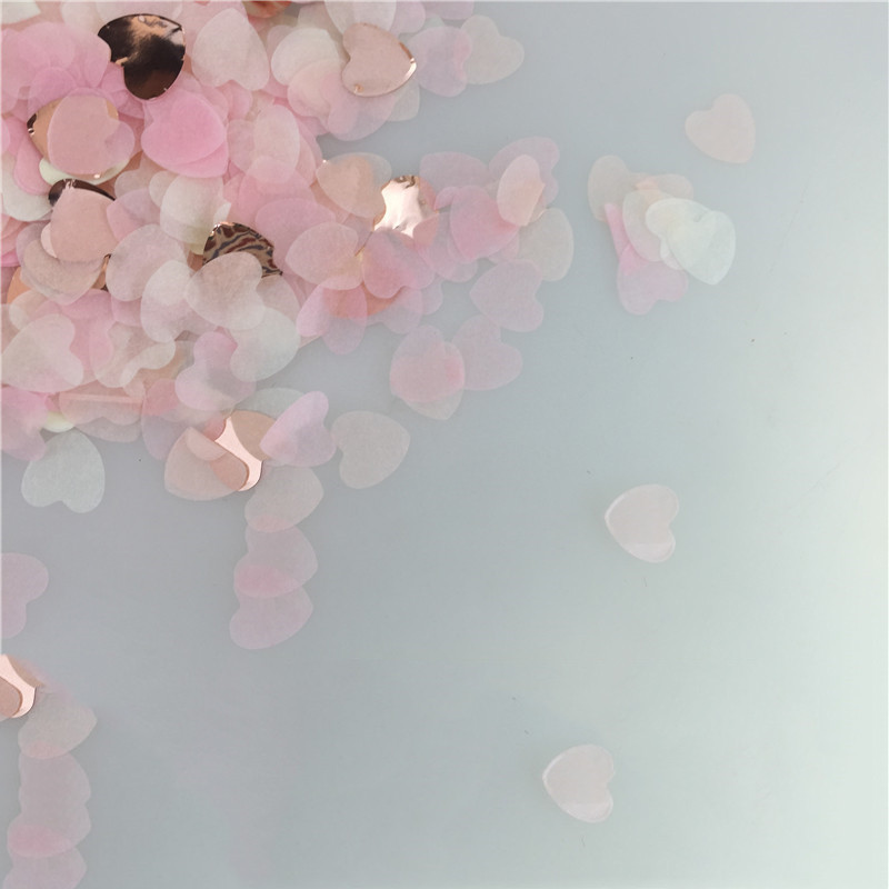 1,5 cm Širdies rožinio aukso mišrios spalvos popierinis konfeti Vestuvių gimtadienio dekoras apvalus skaidrus užpildytas balionas