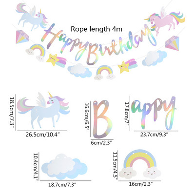 1Set Unicorn Happy Birthday Banner Unicorn Birthday Dekoráció Unicorn party kellékek születésnapi party dekorációhoz