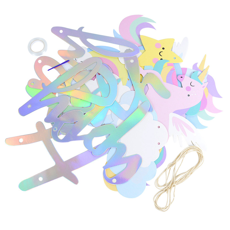 1Set Unicorn Happy Birthday Banner Unicorn Birthday Dekoráció Unicorn party kellékek születésnapi party dekorációhoz