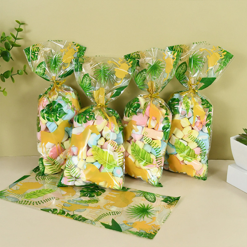 20 vnt. animacinių filmų dramblių žirafos lapų maišeliai dovanų maišeliai plastikiniai sausainiai, saldainių krepšys Safari džiunglių vakarėliui skirtas krepšys su susuktais kaklaraiščiais