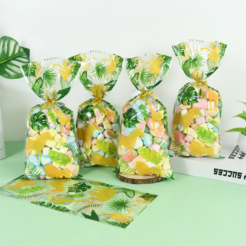 20 vnt. animacinių filmų dramblių žirafos lapų maišeliai dovanų maišeliai plastikiniai sausainiai, saldainių krepšys Safari džiunglių vakarėliui skirtas krepšys su susuktais kaklaraiščiais