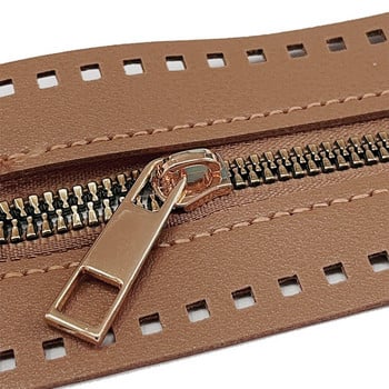 Αντικαταστάσιμο δερμάτινο φερμουάρ ραψίματος DIY Χρήσιμο για τσάντα βελονάκι Hardware Soild Zipper Αξεσουάρ ραπτικής τσάντας Δερμάτινο φερμουάρ