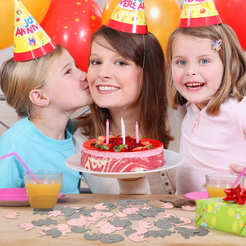 100 tk kullast hõbedast elevant konfettiga Oh Baby Confetti 1. beebi dušilaud Sugu paljastab sünnipäevapeo kaunistuse