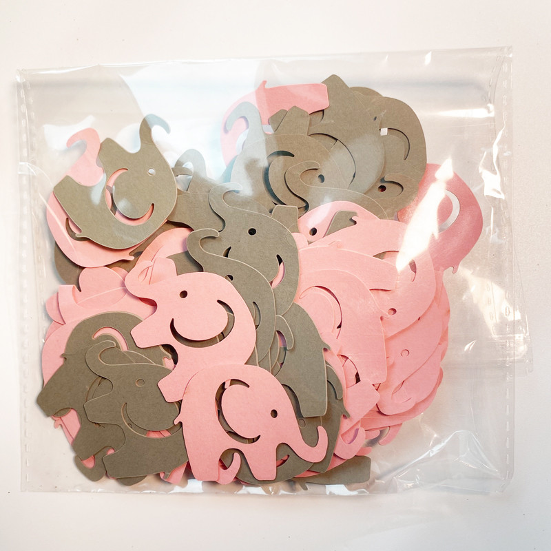 100 tk kullast hõbedast elevant konfettiga Oh Baby Confetti 1. beebi dušilaud Sugu paljastab sünnipäevapeo kaunistuse