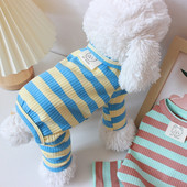 Ριγέ τετράποδα Ρούχα για σκύλους κατοικίδιων ζώων Jumpsuits Ενδύματα για σκύλους Super Small χαριτωμένα βαμβακερά Chihuahua Print Summer Green Boy Mascotas