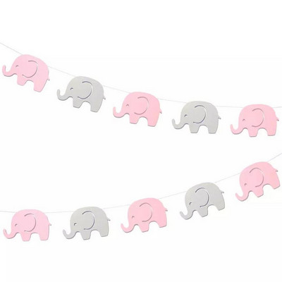 Banner elefant Banner Baby Shower Ghirlanda de dezvăluire a genului pentru ziua de naștere pentru bebeluș, fetiță, băiat, decorațiuni pentru prima zi de naștere