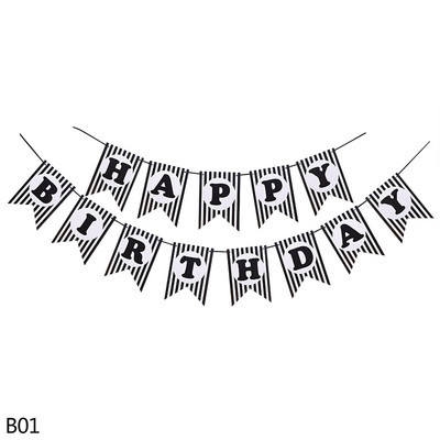 Roșu Negru La mulți ani Ghirlandă de hârtie pentru agățat pe perete Banner Drapel Bunting Copii 1st Birthday Party Decoration Baby Shower