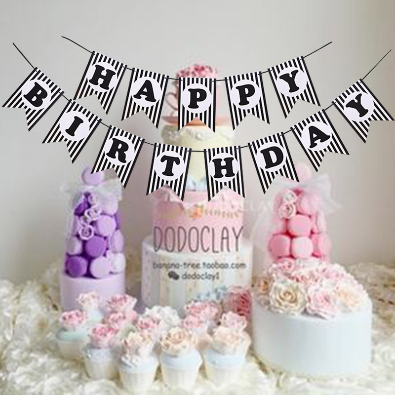 Roșu Negru La mulți ani Ghirlandă de hârtie pentru agățat pe perete Banner Drapel Bunting Copii 1st Birthday Party Decoration Baby Shower